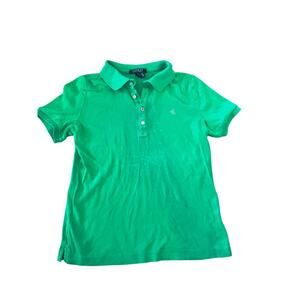 Lauren Ralph Lauren Women's Green Cotton Soft Touch Button Polo Shirt Size M